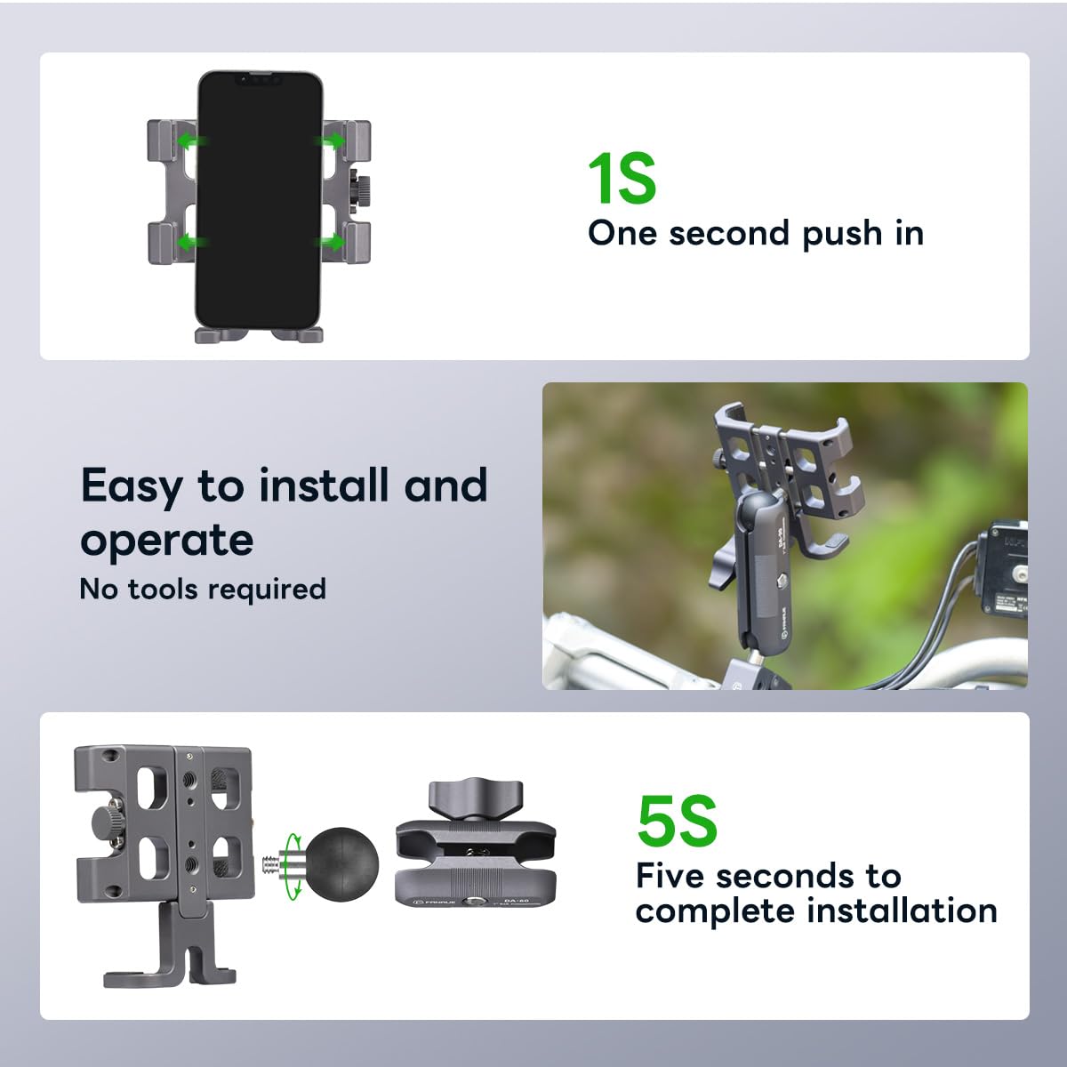 Fanaue Cpc 09 Motorcycle Phone Mount With 1 Inch Ball Head For Ram Mounts B Size Double Socket Arm And Scooter Utv/Atv Bike Phon